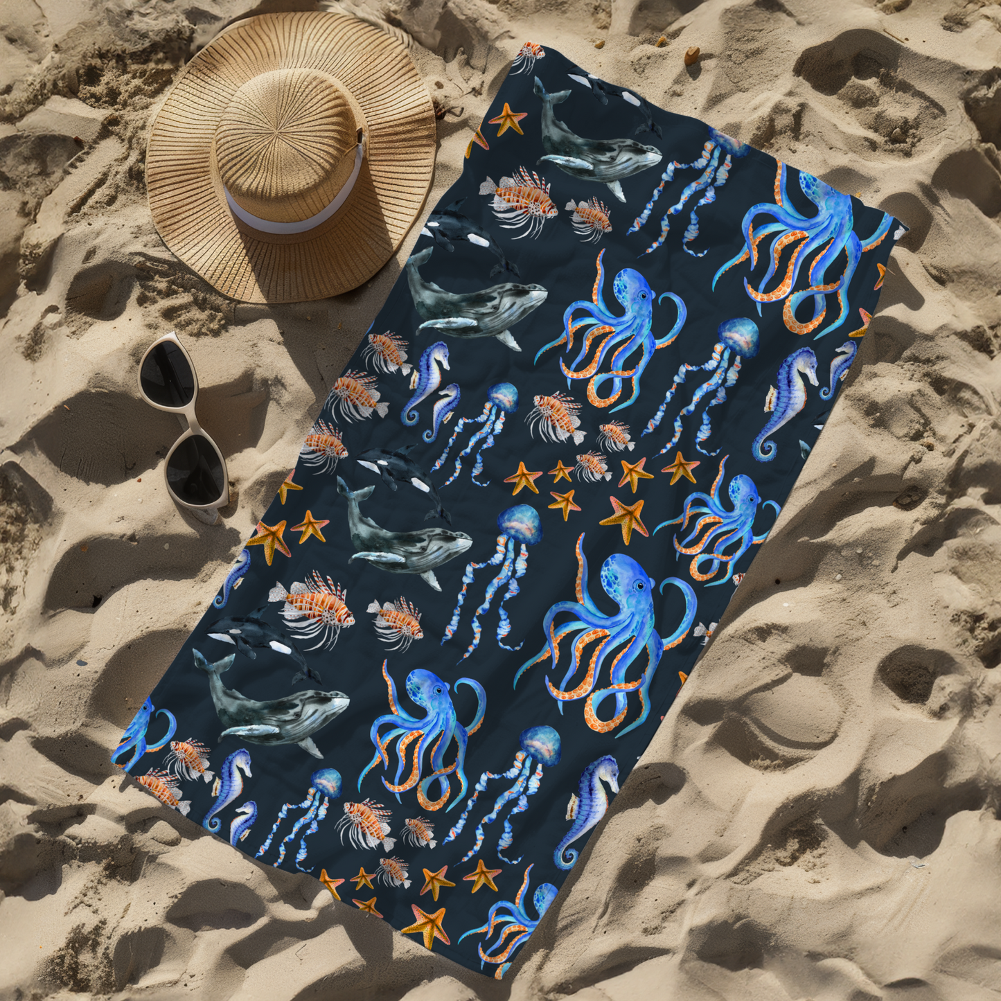 Neptune's Navy Beach Towel