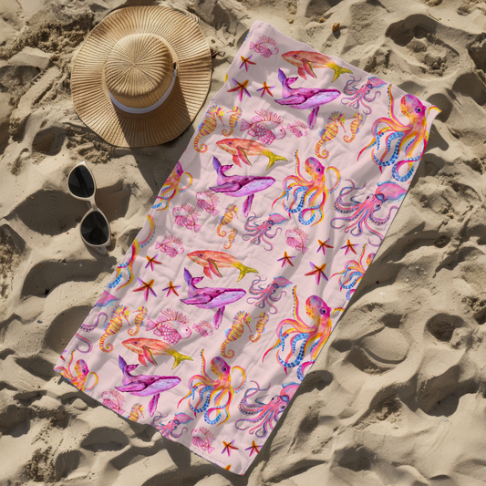 Coral Aukai Beach Towel