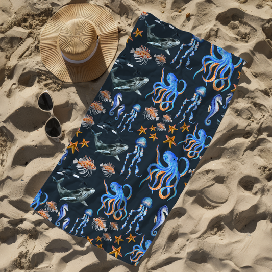Neptune's Navy Beach Towel